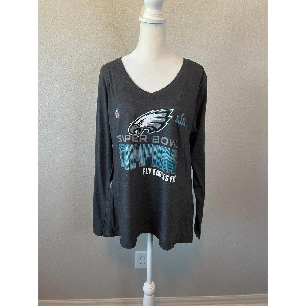 NFL Team Apparel Philadelphia Eagles Superbowl Graphic TShirt Gray Size XL